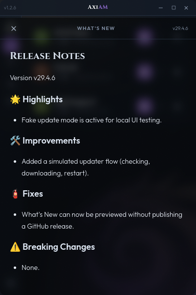 What's New screen after update